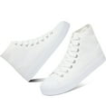 thumbnail image 1 of AOMAIS Womens High Top Canvas Sneakers Lace Up Mid Top Canvas Shoes Comfortable Non Slip Walking Shoes Casual Tennis Shoes for Women(Off-White US10), 1 of 9