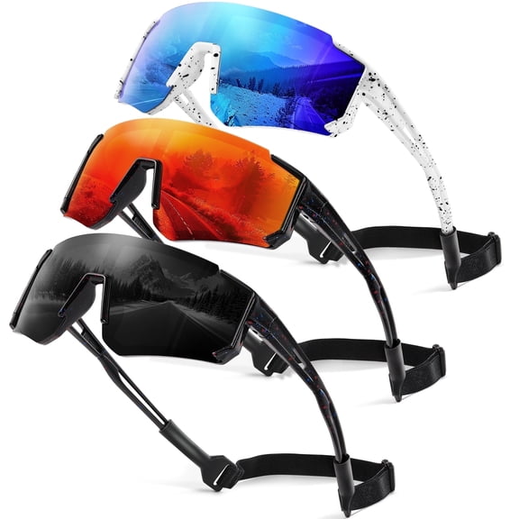 AOMASTE Kids Polarized Sunglasses Baseball Sunglasses Youth Age 3-12 Sports UV Protection Goggles(Black/Blue/Red-3 Pack)