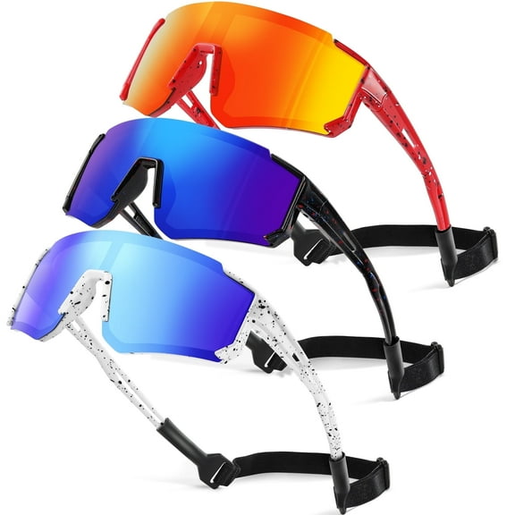 AOMASTE Kids Polarized Sunglasses Baseball Sunglasses Youth Age 3-12 Sports UV Protection Goggles(Dark Blue/Blue/Red-3 Pack)