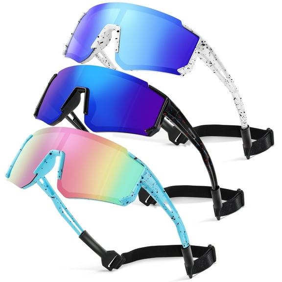 AOMASTE Kids Polarized Sunglasses Baseball Sunglasses Youth Age 3-12 Sports UV Protection Goggles(Blue/Dark Blue/Pink-3 Pack)