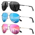thumbnail image 1 of AOMASTE Polarized Aviator Sunglasses for Men Women Driving Fishing Golf Sun Glasses with UV Protection(Black/Blue/Pink-3Pack), 1 of 7