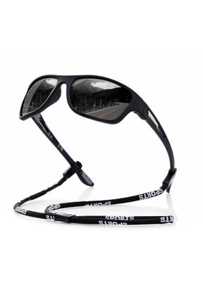 Polarized Sports Sunglasses for Men Wrap Around Sun Glasses for Cycling Running Driving Fishing UV Protection (Black)