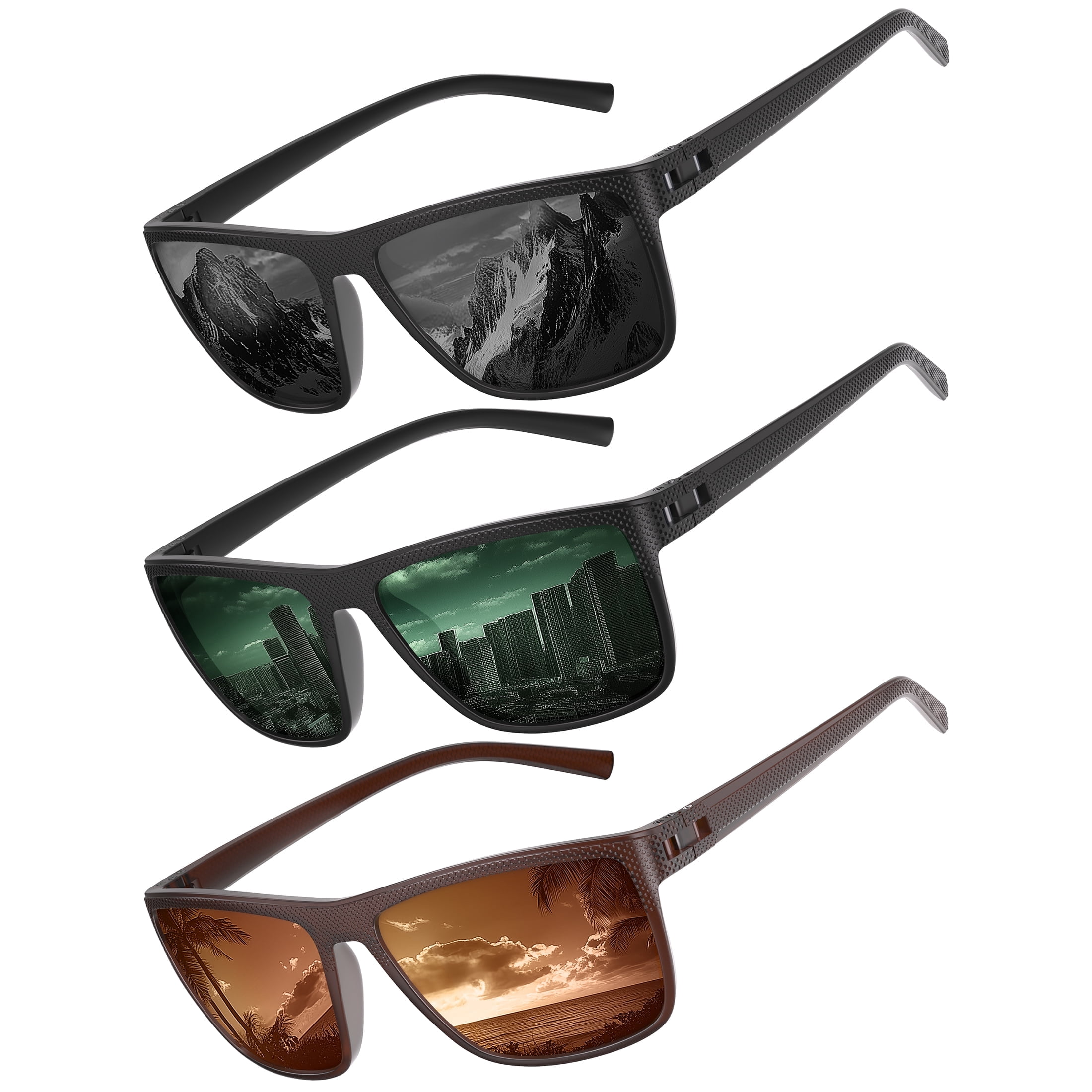 AOMASTE Polarized Sunglasses for Men Square Lightweight Frame Sun Glasses UV400 Protection for Driving Fishing Golf
