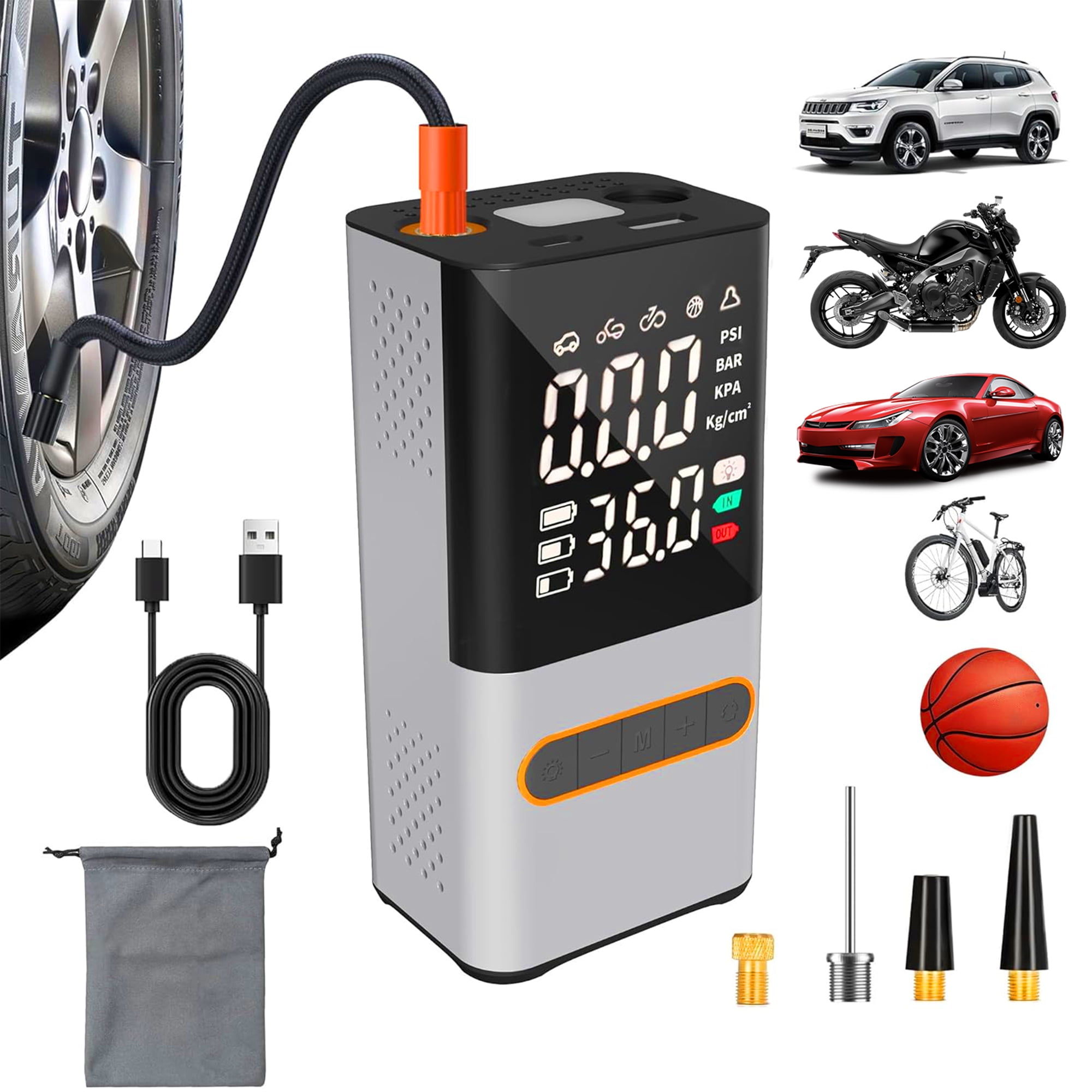 AOMBOO Tire Inflator Portable Air Compressor, for Car Tires with