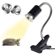 AOMOTA Reptile Heat Lamp, Turtle Heating Light with Adjustable UVA UVB Temperature, 360° Rotatable Clip Basking Lamp, 25W and 50W Bulbs for Amphibian, Reptile, Turtle ,Black (E27)