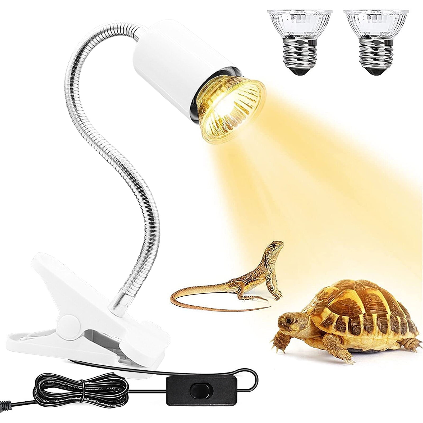 AOMOTA Reptile Heat Lamp, Turtle Heating Light with Adjustable UVA UVB