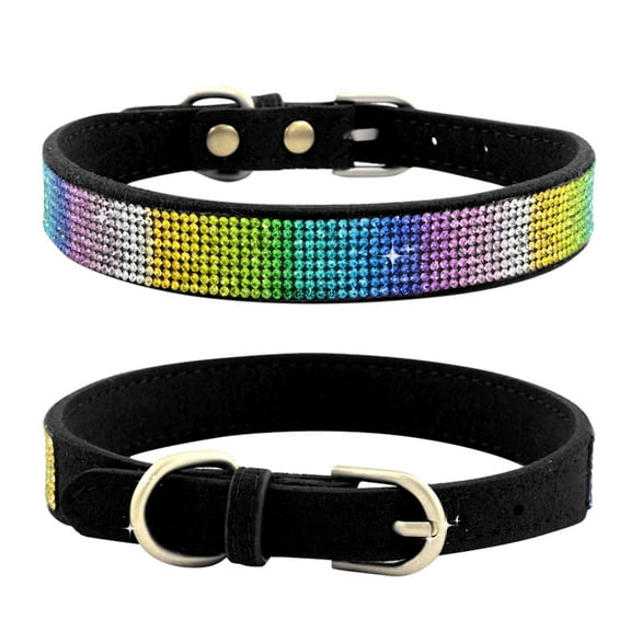 AOMPMSDX 3 Adjustable Sizes Personalized Color Rhinestone Pets Collars With Tie Girls Cat Collar With Metal Buckle Adjustable Puppy Collars Bling For Small Cat Dogs As Pet Gift Black XXS