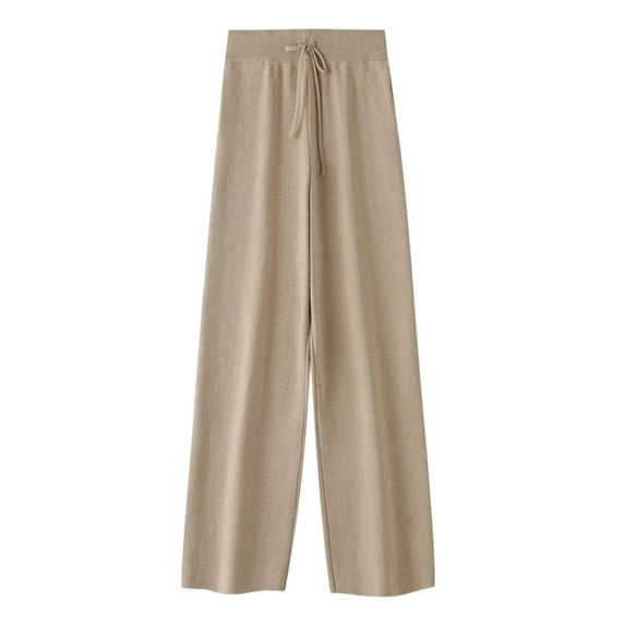 AOMPMSDX Women's Wide Leg Straight Leg Drapey Floor Sweeping Wool Pants Female Casual Pants For Everyday Wear Brown L