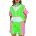 thumbnail image 1 of AOMPMSDX Adult Women And Man 80s Tracksuit Retro Hop Windbreaker Disco Tracksuit Sets Colorblock Outfits Set Green L, 1 of 7
