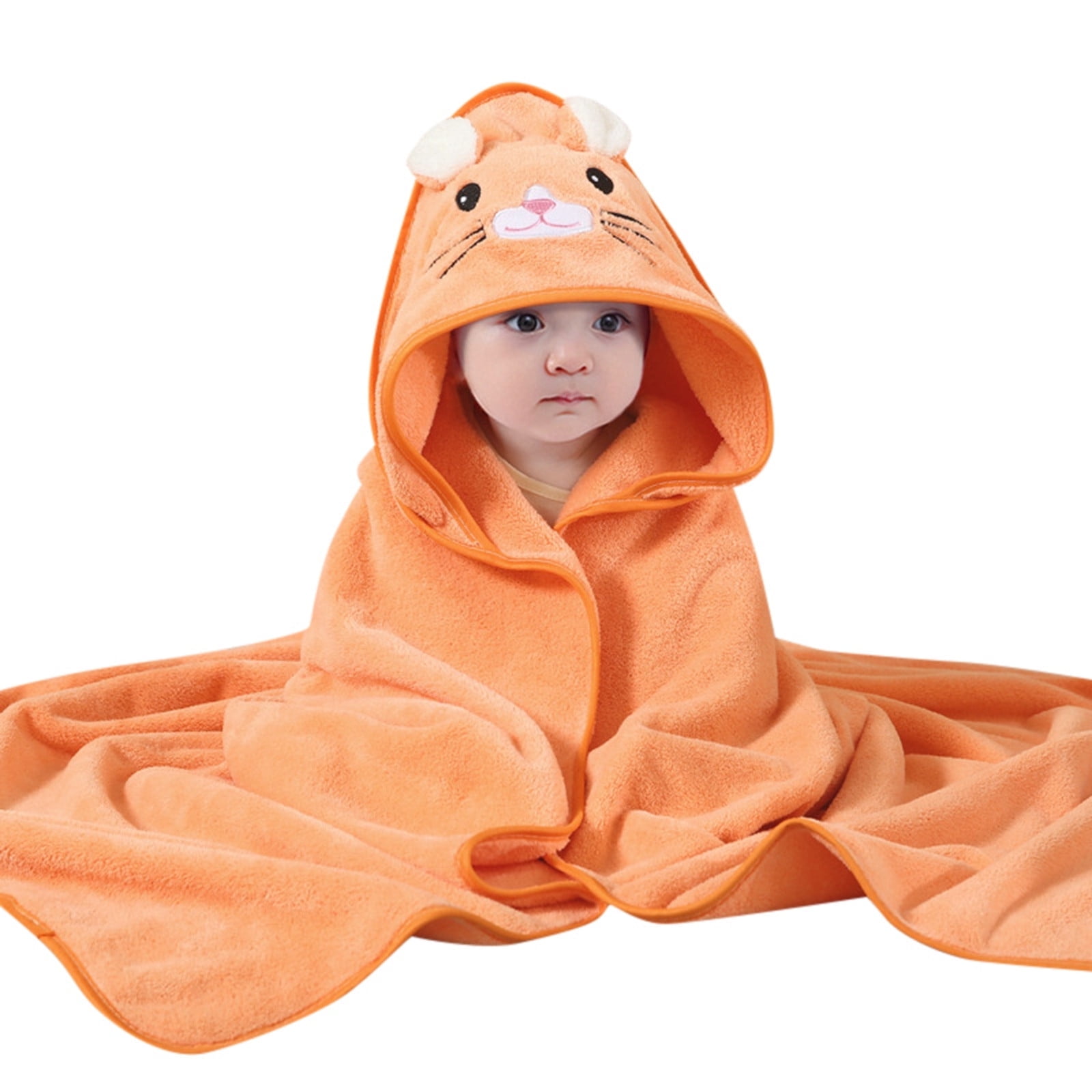 Safe-O-Kid Cute Cartoon Face Hooded Cotton Bath Towel for Kids (0–6 Years) – Blue