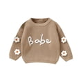 thumbnail image 1 of AOMPMSDX Autumn And Winter Baby Hand Embroidered Knitted Crew Neck Long Sleeve Top Cute Sweater For Baby Girls Khaki 18 Months-24 Months, 1 of 4