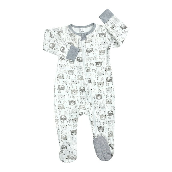 AOMPMSDX Baby Boys Girls Cartoon Romper Zip Front Non- Footed Sleeper Outfits 0 Months-3 Months White