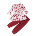 thumbnail image 1 of AOMPMSDX Baby Girls Floral Strawberry Print Autumn Long Sleeve Pants Tops Pullover Set Clothes Red 6 Months-9 Months, 1 of 2