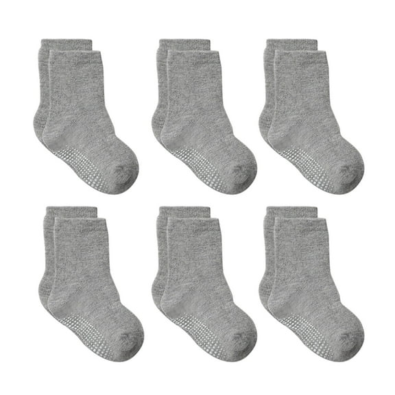 AOMPMSDX Baby Socks 6 Pack Baby Toddler Unisex Socks Baby Girl Boy Soild Non Floor Socks Grey 5 Years-7 Years