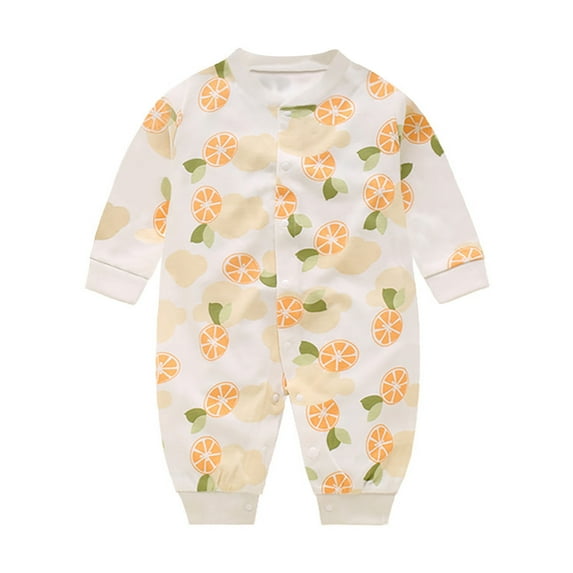 AOMPMSDX Boys Bodysuits Baby Boy Cotton Print Romper Jumpsuit Playsuits Outfits Orange 3 Months-6 Months