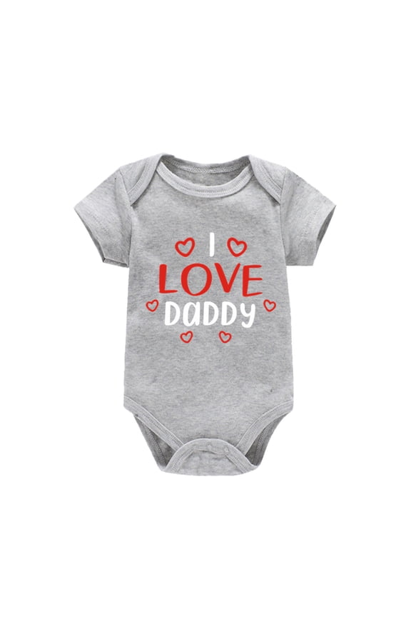 Boys Bodysuits Kids Baby Valentine's Day Toddler Girls Boys Letter Heart Prints Shorts Sleeves Jumpsuit Romper Dark Gray 3 Months-6 Months