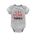 thumbnail image 1 of AOMPMSDX Boys Bodysuits Kids Baby Valentine's Day Toddler Girls Boys Letter Heart Prints Shorts Sleeves Jumpsuit Romper Grey 0 Months-3 Months, 1 of 2