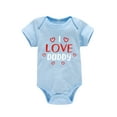 thumbnail image 1 of AOMPMSDX Boys Bodysuits Kids Baby Valentine's Day Toddler Girls Boys Letter Heart Prints Shorts Sleeves Jumpsuit Romper Light Blue 12 Months-18 Months, 1 of 2