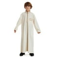 thumbnail image 1 of AOMPMSDX Boys Coat jacket Arabic Thobe Thobe Long Sleeve Kaftan Crew Robe National Teenage Boys Long Sleeve Embroidered Robe Set Arab Children's Wear Robe 3 Years-4 Years, 1 of 7