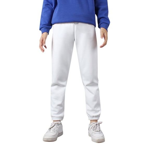 AOMPMSDX Boys Girls Active Pants Jogger Sweatpants With Pockets Kids Trousers Casual Solid Pants White 5 Years-6 Years