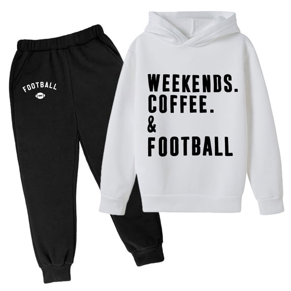 AOMPMSDX Boys Outfits Set Kids Hoodie Sweatshirt And Sweatpants Pullover Hoodie Set Tracksuit 2 Piece Outfits White 3 Years-4 Years