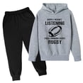 thumbnail image 1 of AOMPMSDX Boys Outfits Set New Hooded Football Letter Printed Hoodie Pants Children's Casual Two Piece Fashion Trend American Football Fans Sports Gift Tracksuit 9 Years-10 Years, 1 of 3