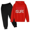 thumbnail image 1 of New Hooded Football Letter Printed Hoodie Pants Children's Casual Two Piece Fashion Trend American Football Fans Sports Rugby Player Sports Gift Red 4 Years-5 Years, 1 of 3