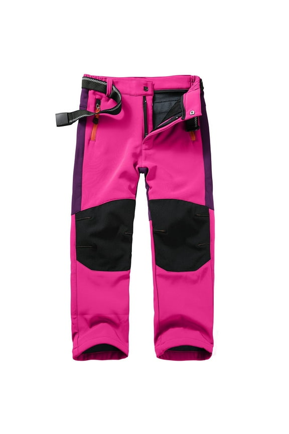 Boys Pants Children's Softshell Ski Trousers Lined Cargo Trousers Thermal Trousers Boys Girls Snow Trousers Winter Outdoor Trousers Hiking Trousers Boys Clothes Hot Pink 12 Years-13 Years