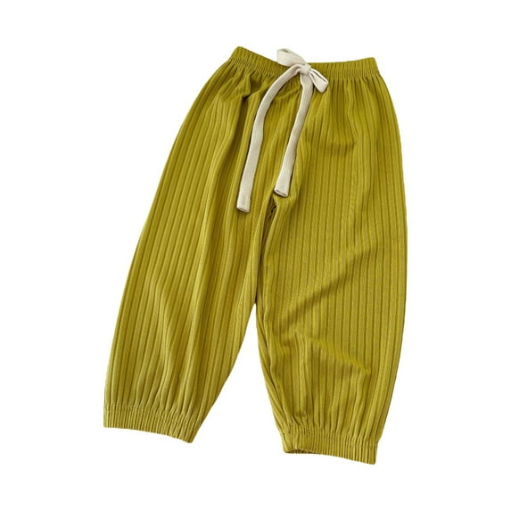 AOMPMSDX Boys Pants Drawstring Trousers Boy&girl's Solid Color Casual Pants Loose Straight Pants Casual Wide Leg Sweatpants Boys Clothes Green 18-24 Months