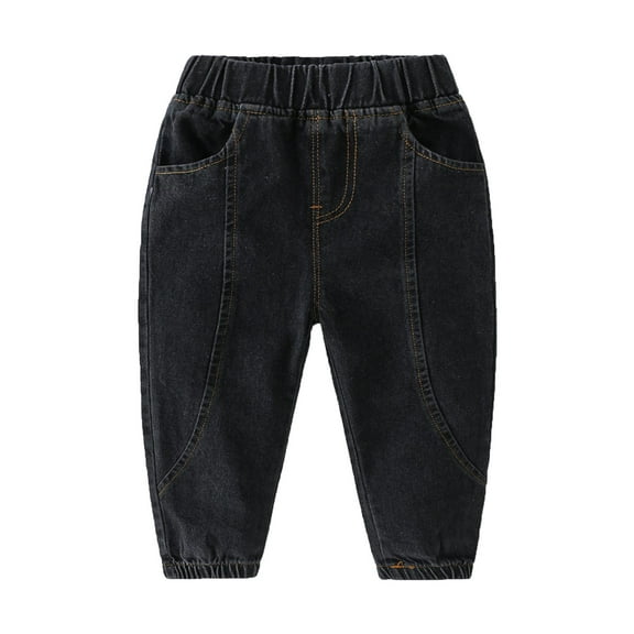 AOMPMSDX Boys Pants Soft Micro Elastic Feet Solid Color Denim Pants For Boys And Girls With Cotton Fall Kids Jeans For Kids Pants Boys Clothes Black 18 Months-24 Months