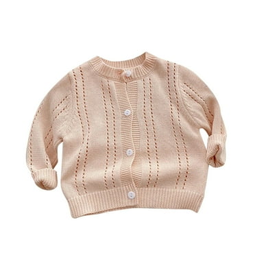 AOMPMSDX Boys Sweaters Kids Toddler Babys Girls Boys Spring Winter Solid Knit Sweater Cardigan Long Sleeve Coat Jacket Clothes Pullover Beige 4 Years-5 Years