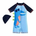 thumbnail image 1 of AOMPMSDX Boys Swimwear Cartoon Printed Pieces Boys Baby Bathing Wear Beach Set Girls Summer Swimsuit 1 Suit Swimwear Hat Girls Swimwear 2 Years-3 Years, 1 of 7