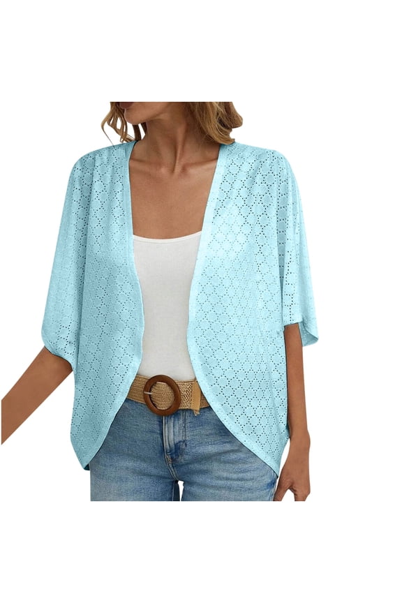 Cardigan For Women Kimono Cardigan Solid Color Summer Loose Cover Ups Casual Lightweight Blouse Beach Boho Shawl Tops L Light Blue