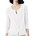 thumbnail image 1 of AOMPMSDX Cardigan For Women's Knitted Cardigan Coat Sweater Slim Long Sleeved Thin Top Cardigan Sweaters For Women Trendy S White, 1 of 3