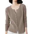 thumbnail image 1 of AOMPMSDX Cardigan For Women's Knitted Cardigan Coat Sweater Slim Long Sleeved Thin Top Cardigan Sweaters For Women Trendy XXL Khaki, 1 of 3