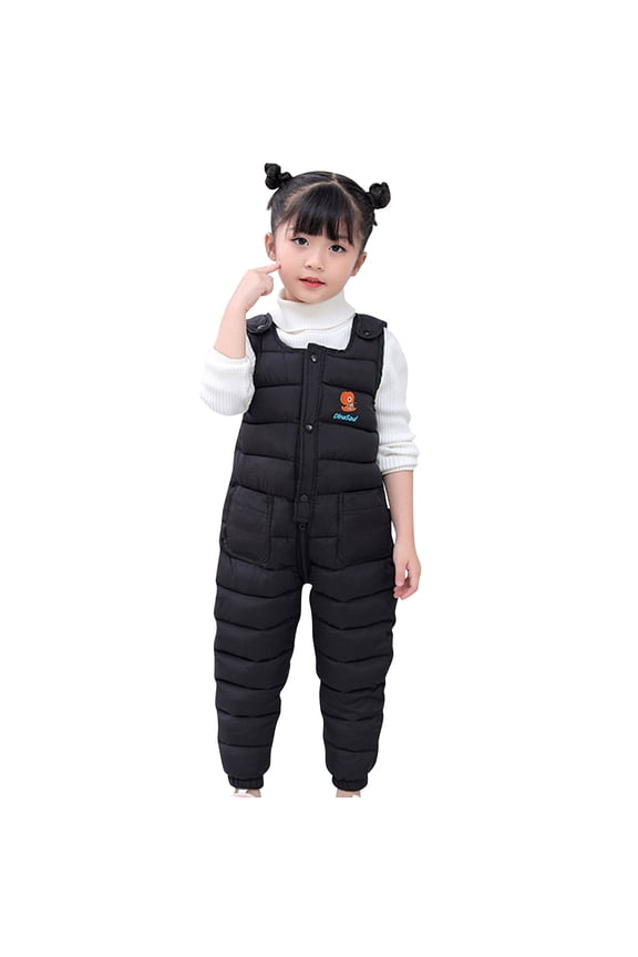 Child Kids Toddler Toddler Baby Boys Girls Cute Cartoon Letter Jumpsuit Cotton Wadded Thicken Suspender Snow Bib Ski Pants Overalls Trousers Outfit Clothes 6 Months-12 Months