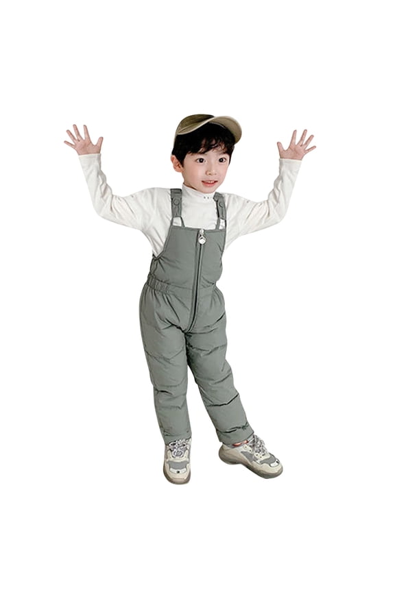 Children's Boys Girls Winter Windproof Outdoor Ski Trousers Thicken Overalls Suspender Pants Girls Coat&jacket Green 6 Months-12 Months