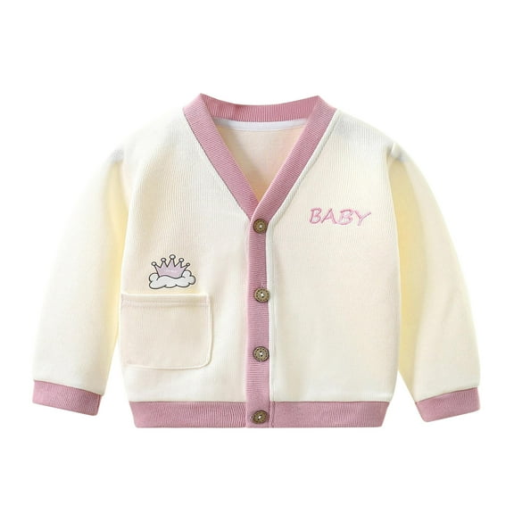 AOMPMSDX Children's Knitwear Spring And Autumn Coats Boys' Sweaters Baby Clothes Girls' Knitted Baby Cardigan Children's Clothes Girls Coat&jacket White 12 Months-18 Months