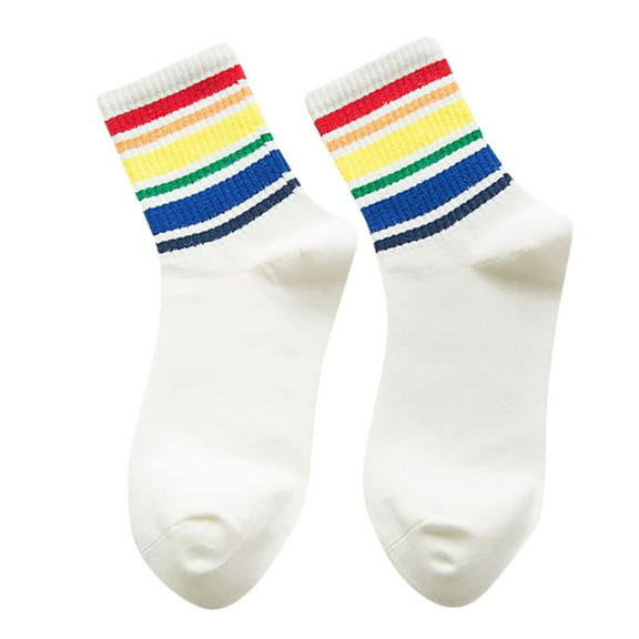 AOMPMSDX Compression Socks For Women Winter New Unisex Cotton Rainbow Striped Xmas Fashion Warm Chrismas Womens Sock