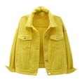 thumbnail image 1 of AOMPMSDX Denim Jackets For Women Women's Fashion Casual Colorful Solid Size Large Pocket Button Denim Coat Women's Short Coat XXL Yellow, 1 of 7
