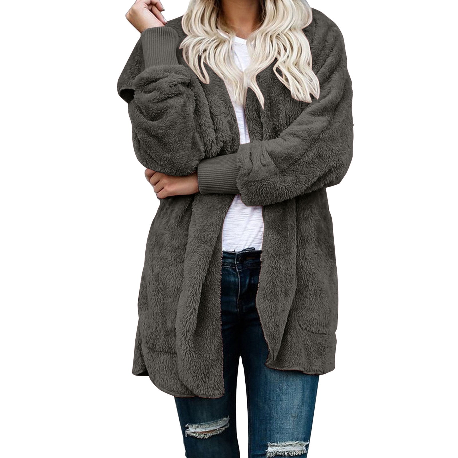 AOMPMSDX Jackets & Coats For Women Women's Artificial Wool Plus