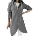 thumbnail image 1 of AOMPMSDX Jackets & Coats For Women Women's Solid Color Cause Streetwear Sweater Zipper Hooded Long Sleeve Irregular Hem Sweatshirt Coat M Grey, 1 of 2