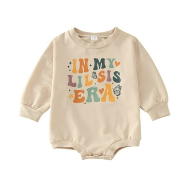 AOMPMSDX Girls Bodysuits Boys Girls Long Sleeve Letter Print Romper Bodysuit Fall Clothes Khaki 3 Months-6 Months