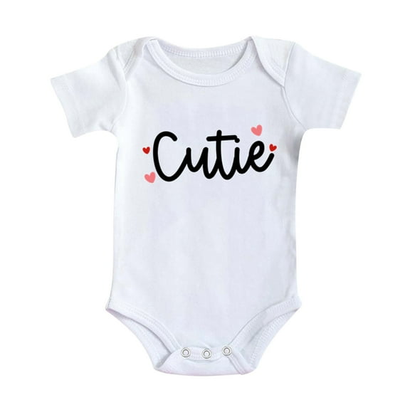 AOMPMSDX Boys Girls Short Sleeve Valentine's Day Letter Print Romper Bodysuit For Children Clothes Girls Bodysuits 18 Months-24 Months