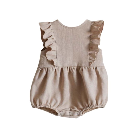 Baby Bodysuit Toddler Rompers Summer Ruffle Sleeveless Crew Neck Toddler Cute Jumpsuit Soft Jumpsuit 6-12 Months