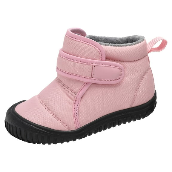 AOMPMSDX Girls Boots Children Shoes Flat Soled Velvet Warm Short Boots Fashionable Outdoor Warm Princess Cotton Boots 18 Months-21 Months