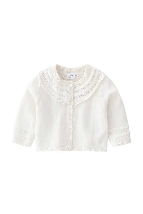 Girls Coat jacket Baby Girls Cotton Knit Sweater Autumn Solid Long Sleeve Tops Cardigan Clothes 6 Months-12 Months