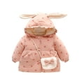thumbnail image 1 of AOMPMSDX Girls Coat jacket Thicken Winter Jacket+Bag Warm Windproof Toddler Outerwear Baby Hooded Coat Girls Girls Coat&jacket 12 Months-18 Months, 1 of 1