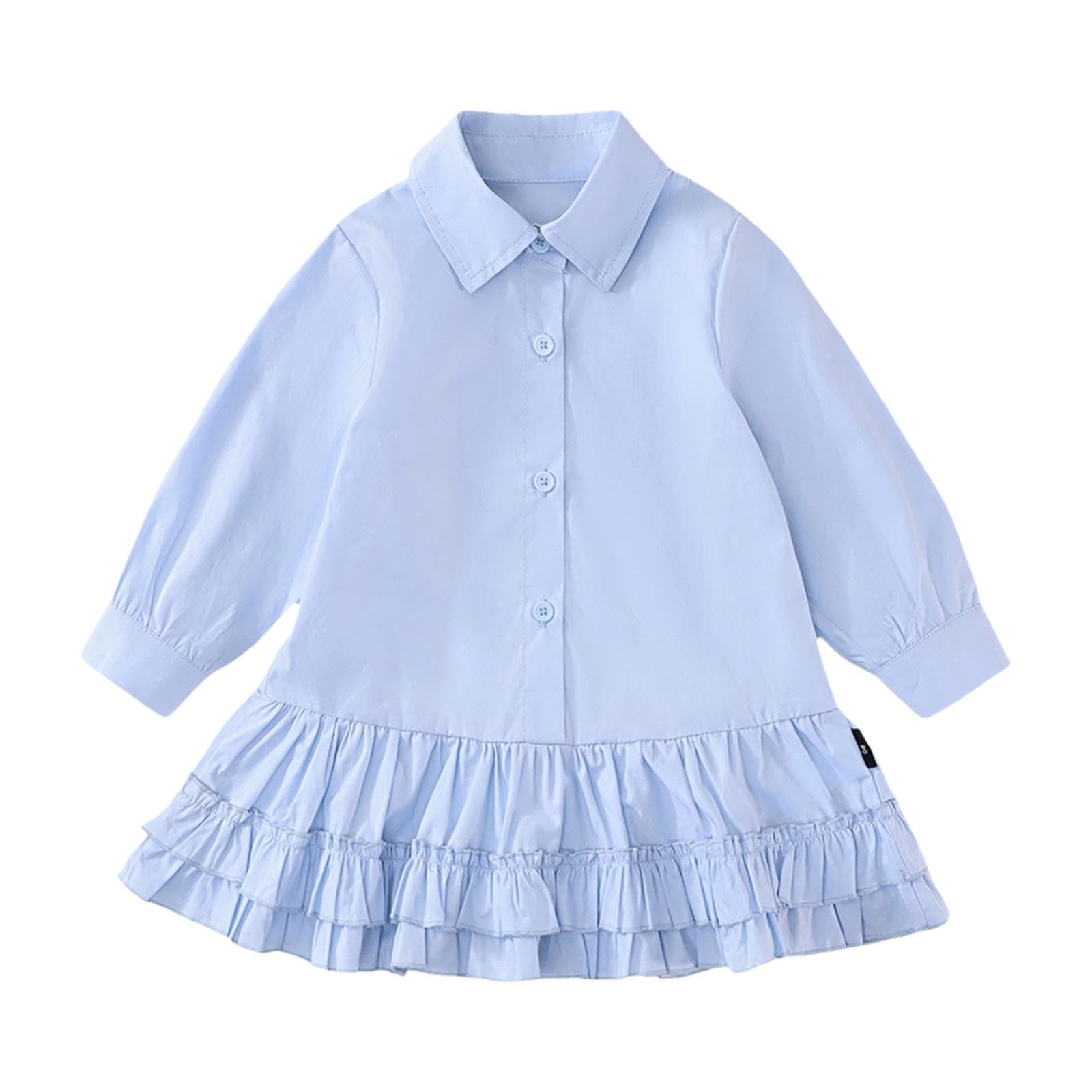 AOMPMSDX Girls Dresses Spring/summer Girls Blue Pleated Lace Dress In ...