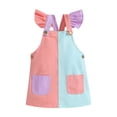 thumbnail image 1 of AOMPMSDX Girls Dresses Toddler Girl Short Overall Sleeveless Bodysuit Contrast Color Romper Baby Summer Jumpsuit Patchwork Overall 12 Months-18 Months, 1 of 7